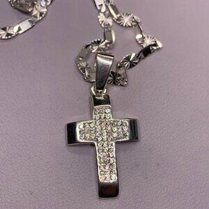 Women Chain with diamond cross - Real Silver 925